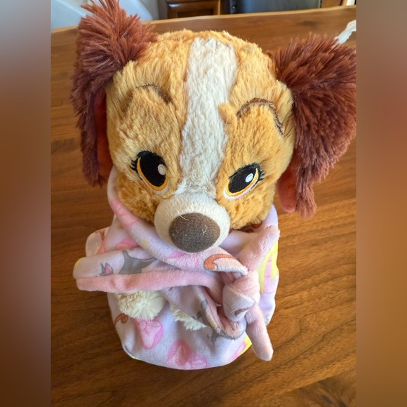 Disney Parks Babies Plush LADY & Tramp Baby Dog in Blanket Pouch Stuffed Toy. - Picture 2 of 8